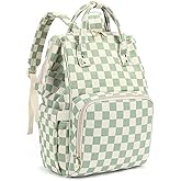 Dezcrab Laptop Backpack for Women, Corduroy College School Backpack Bookbag 15.6 inch Business Computer Travel Backpack (Checkered Green)
