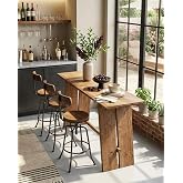 LITTLE TREE Solid Wood Bar Table, 61" Counter Height Table with Parquet Design Tabletop, Modern Farmhouse Kitchen Bar Table for Dining Room, Home Kitchen, Bistro, Bar, Rustic Brown