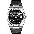 Tissot Mens PRX Powermatic 80 316L Stainless Steel case Automatic Watch, Black, Leather, 12 (T1374071605100)