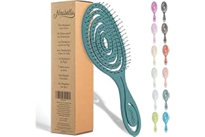 Ninabella Detangling Hair Brush for Women & Men - Does not Pull - Straightening Brushes for Straight & Curly Hair - Unique Spiral Hairbrush - Teal