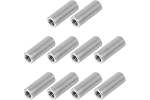 PATIKIL M6 Round Connector Nuts, 10 Pcs 0.39" OD x 1.18" H 304 Stainless Steel Round Knurled Thumb Coupling Nut Sleeve Threaded Rod Bar Stud Tube Hardware Fastener for Camera Lamp Bracket