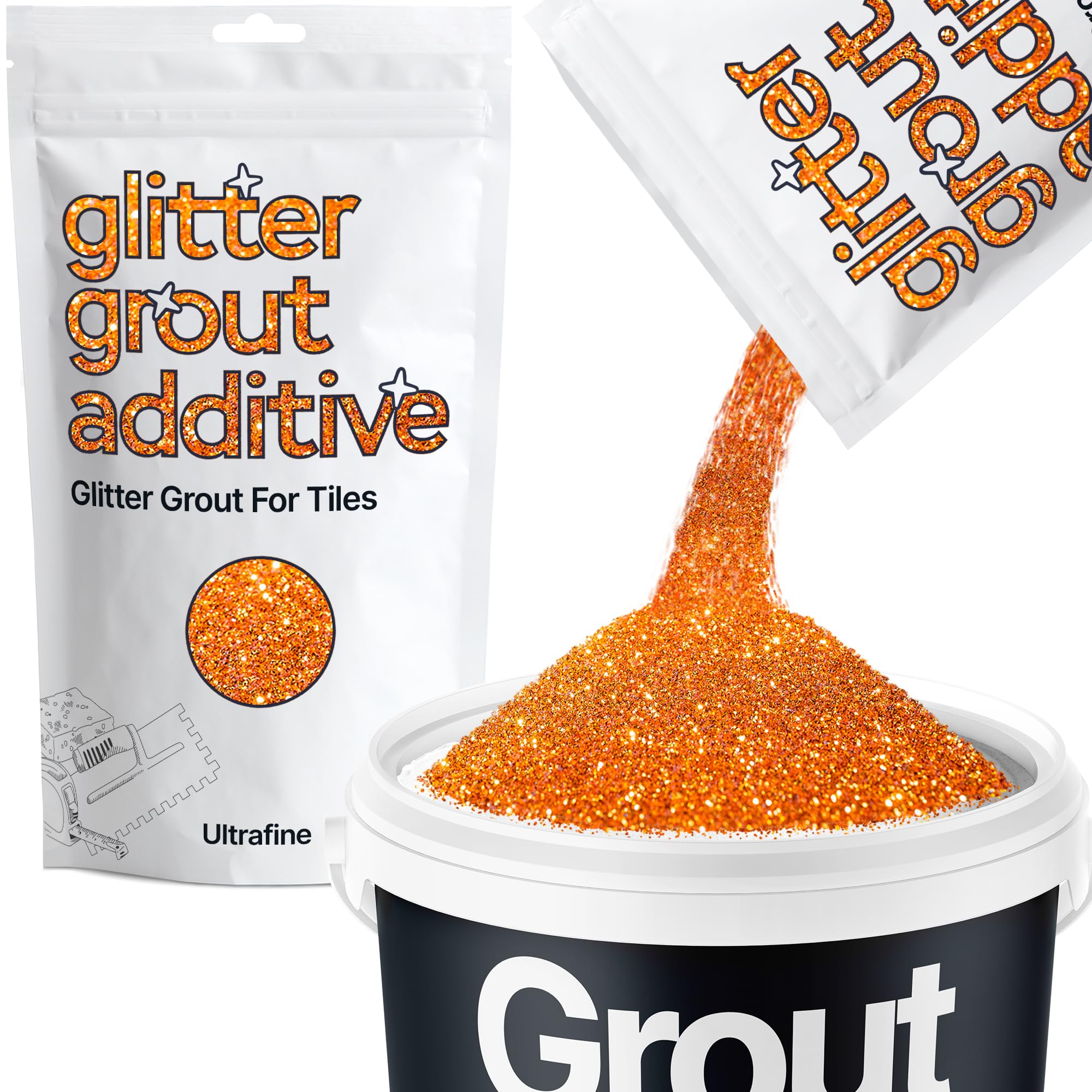 Hemway Copper Glitter Grout Additive Ultrafine 100g Metallic Flakes for Adding Sparkle to Kitchen & Bathroom Tiles | Enhance Your Indoor Grouting Projects with a Durable Sparkly Effect