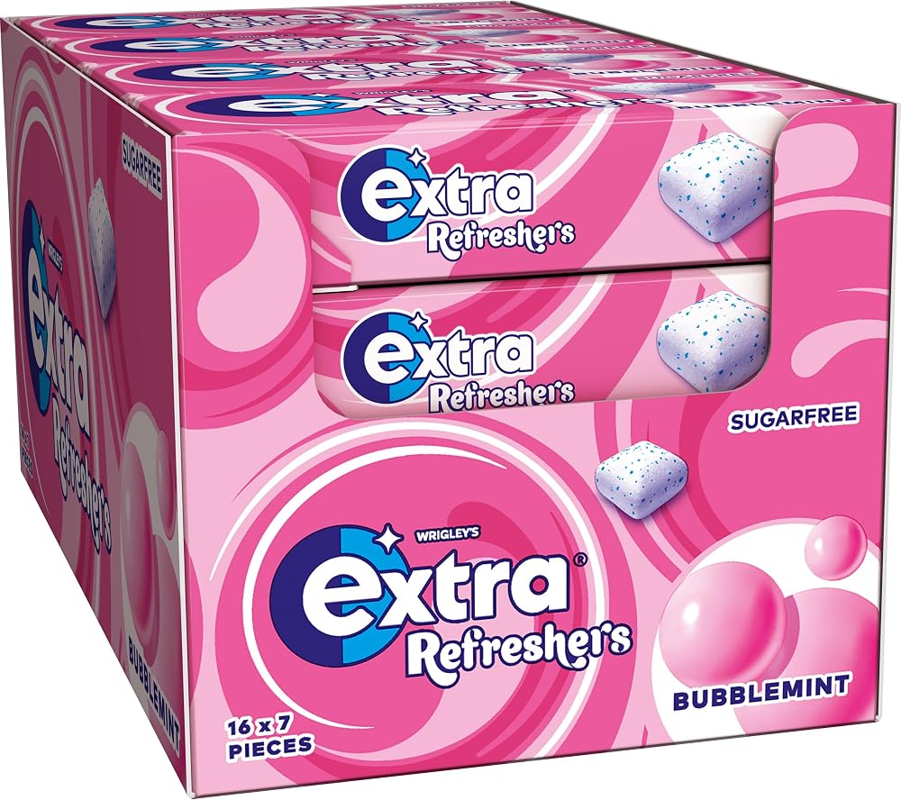 Wrigley Extra Refreshers Bubblemint Gum Sugar Free 112 Pieces Bulk Pack