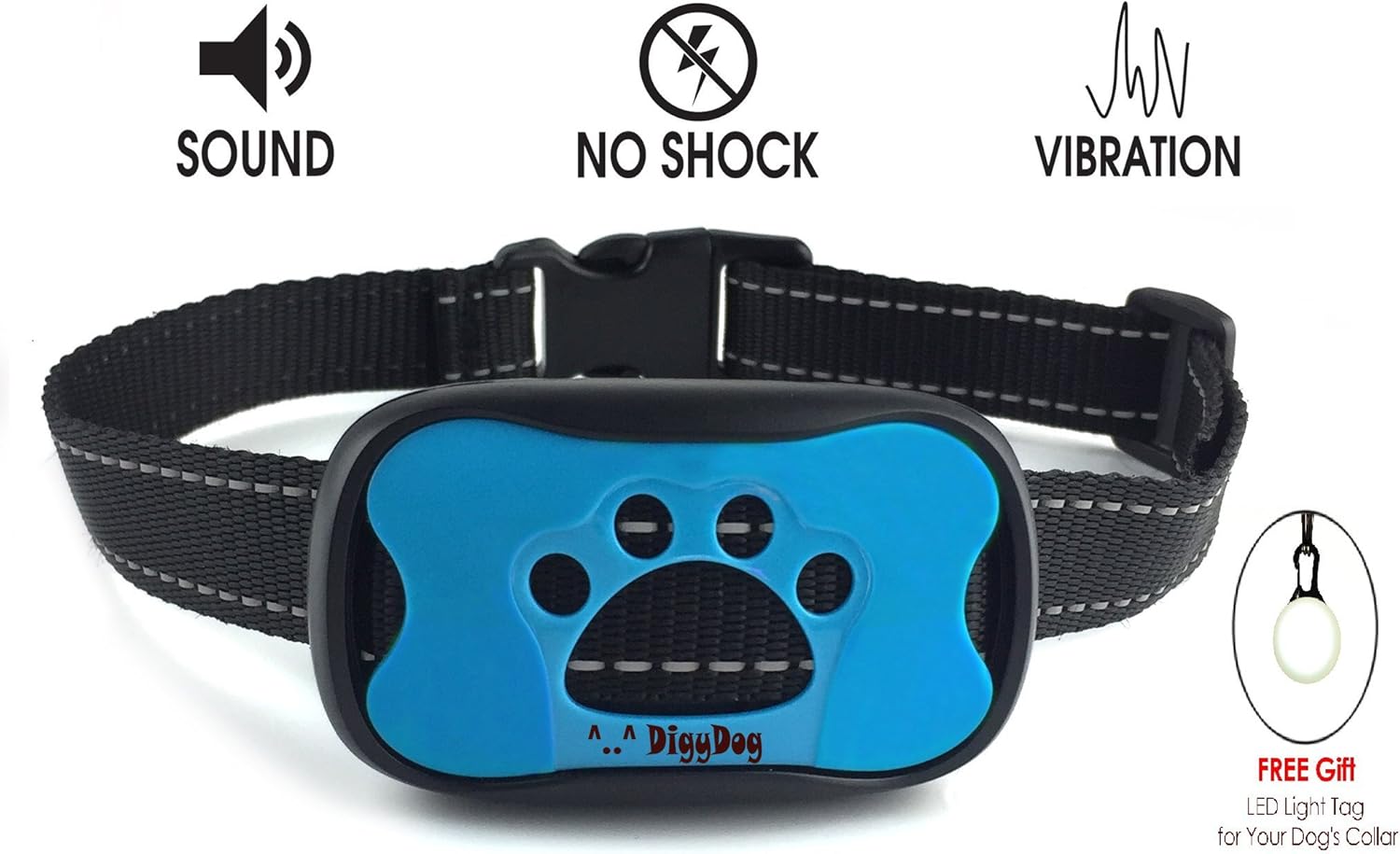 Digydog No Bark Collar S M L No Shock Vibration Amp Sound Humane Training Device Control Your Pet With Anti Barking Dog Collars Free Led Tag Included