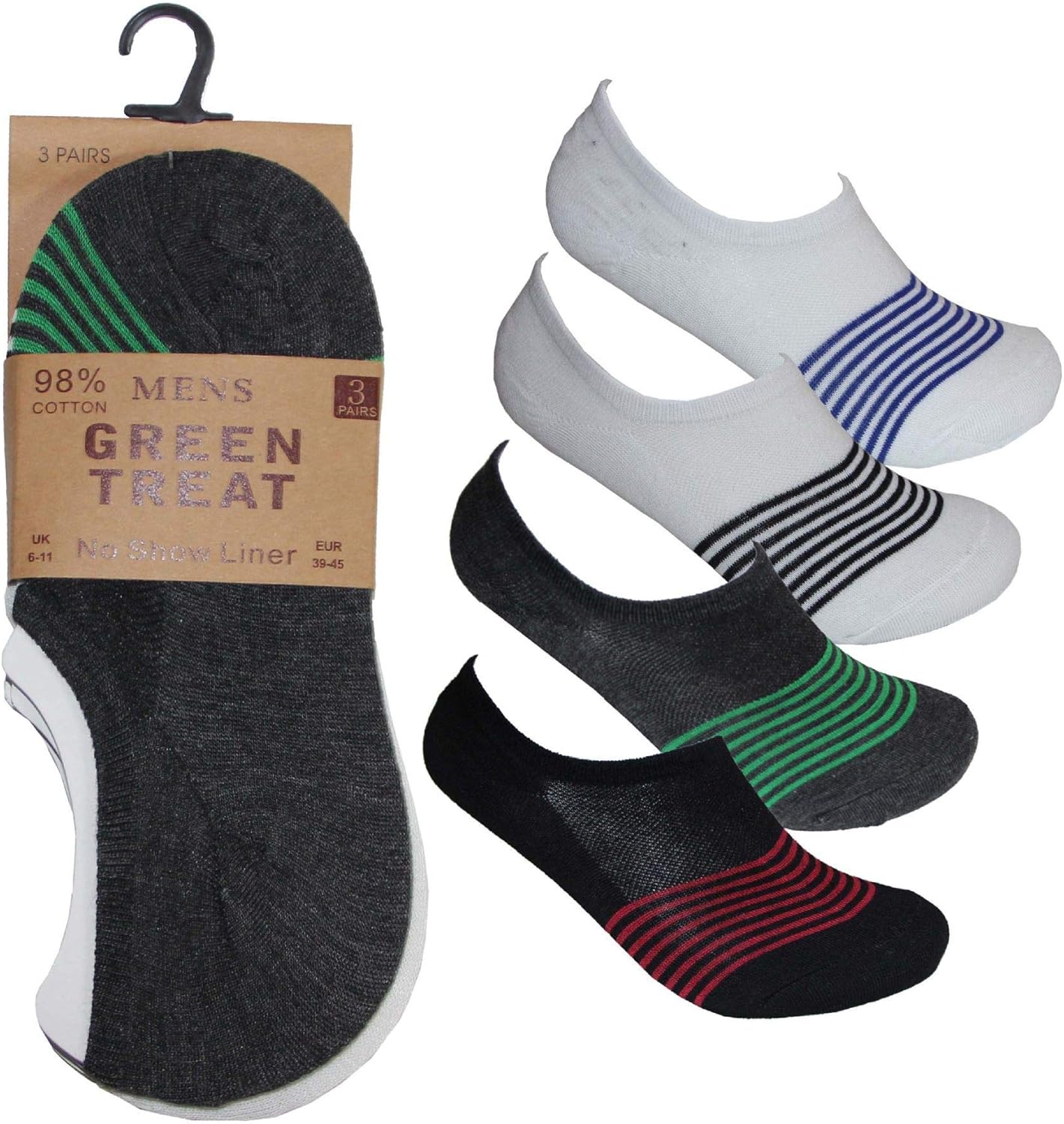 Mens Cotton No Show Socks Anti Slip Invisible Socks Green Treat Socks Summer(Mens Cotton Socks