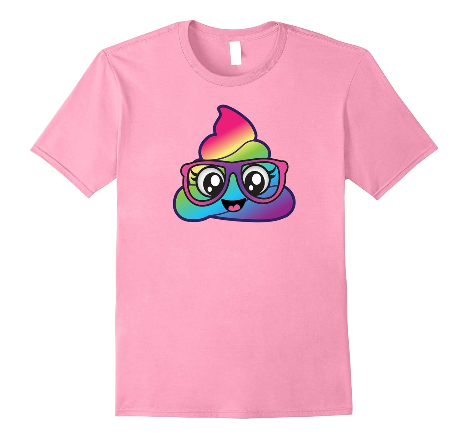 Rainbow Poop Emoji Nerdy Glasses Cute Pink Poo Emoji Shirt-FL ...