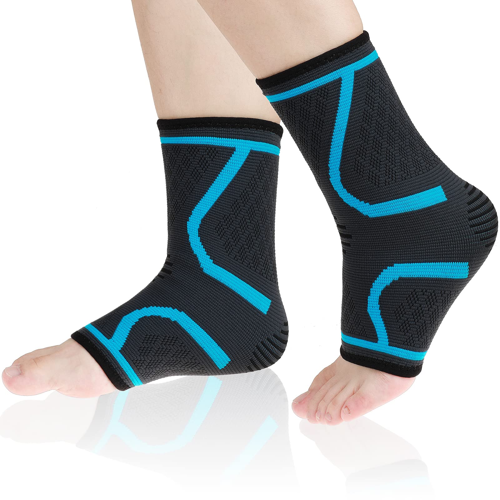 Molsdon Ankle Support Brace 1 PAIR, Plantar Fasciitis Socks, Compression Foot Sleeves for Sports Arthritis Pain Relief, Sprained Ankle Supports for Men and Women