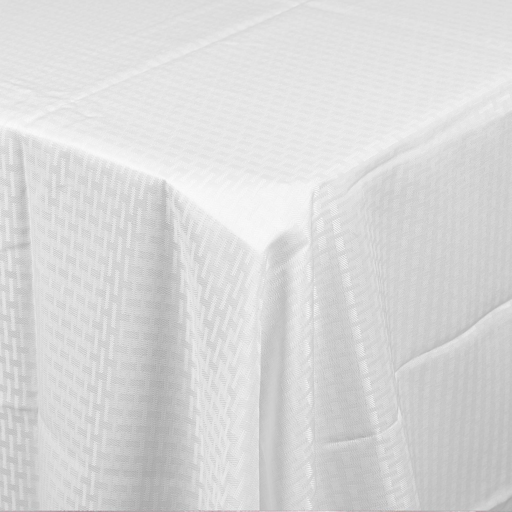 URBNLIVING Decorative Damask Rectangle Tablecloths Covers Oblong Tableware Dinning Table Cloth Décor (220 x 150cm, Cream Off White Satin Weave)
