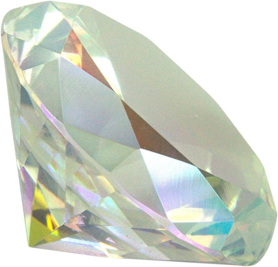 Ruby Glass Diamond Shaped Paperweight (Aurora Borealis)