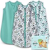 Cute Castle Baby Sleep Sack 6-12 Months - Lightweight 100% Cotton 2-Way Zipper TOG 0.5 Infant Wearable Blanket, Newborn Essentials Toddler Sleep Clothes (3 Pack Green)