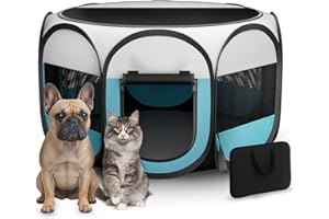 NOCOEX Portable Pet Playpen for Cat Dog: Foldable Puppy Playpen for Cat Small Dog Indoor Outdoor Enclosed with Zipper Top Cover - Pop Up Pet Tent Crates Cage Kennel with Carrying Case for Puppy Kitten