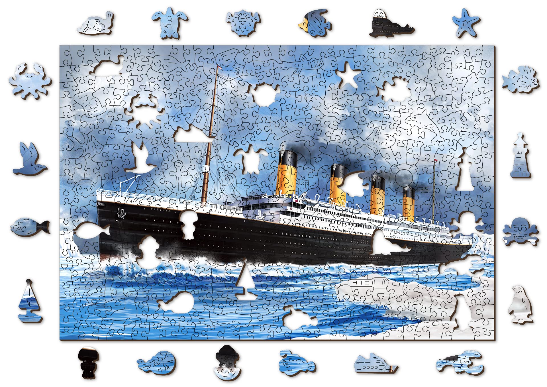 WOODEN.CITY Titanic 505-Piece Wooden Jigsaw Puzzle for Adults - Nautical, Classic Style - Includes 505 Pieces, 1 Set, 505 Count - Animals, Water Resistant
