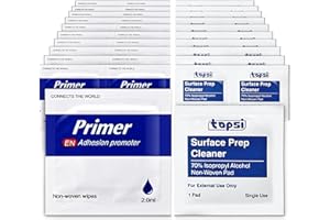 TAPSI 20PCS Adhesion Promoter Wipes + 20PCS Alcohol Prep Pads – Boost Tape Bond Strength on Plastic, Car Trim, Vinyl Wrap – Surface Cleaner & Primer Kit for Acrylic Tape – Foil Ziplock Packed