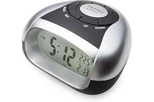 Cirbic Loud Talking Alarm Clock with Time and Temperature - for Low Vision or Blind (Gray) (Gray)