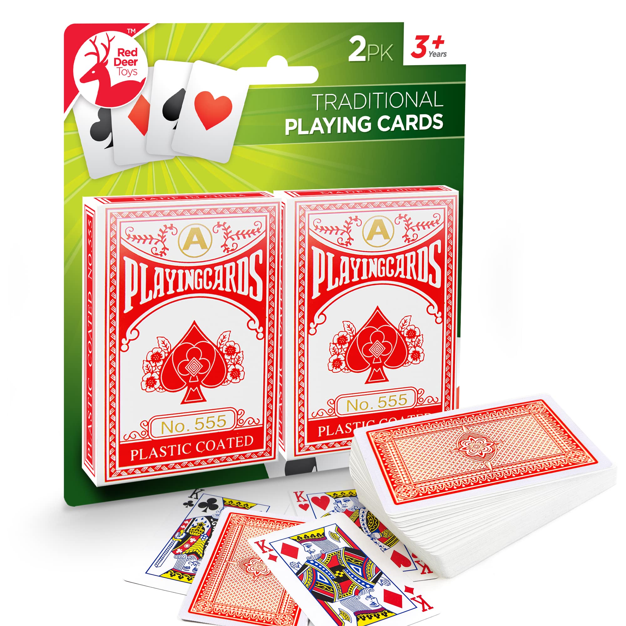 2pk Red Deer Toys Plastic Playing Cards Professional Poker Cards