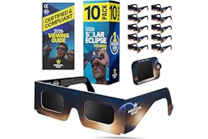 Solar Eclipse Glasses - 10-Pack - with Solar Safe Filter Technology - Solar Viewers with Cardboard Frame - Lunettes Pour écli