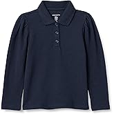 Amazon Essentials Girls and Toddlers' Uniform Pique Long Sleeve Polo Shirt