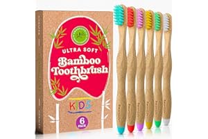 SMARTLIFECO Kids Bamboo Toothbrushes (6 Pack) - Extra Soft Natural Bristles For Kids & Toddlers Teeth | Zero Waste Biodegradable Bulk Wooden Tooth Brush Travel Kit | BPA Free, Eco-Friendly Organic Compostable