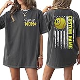 GABITA Personalized Softball Mom Shirt, Custom Softball Mama Shirts for Women, Game Day Sport Mom Tshirts, Hoodie for Women