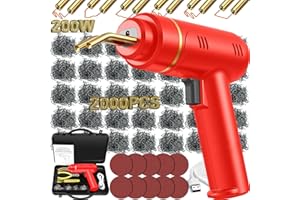 Wrdlosy 200W Cordless Plastic Welder, 2000PCS Staples 5000mAh USB Rechargeable Plastic welding Kit, 10PCS Sandpaper Plier Custom Carry Case, Hot Stapler Plastic Repair Kit Car Bumper (Red)