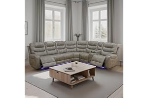 FUOROLA Gion Faux Leather LED Power Recliner Living Room Sofa Set for Living Room, Airbnb,Movie Room, Playroom