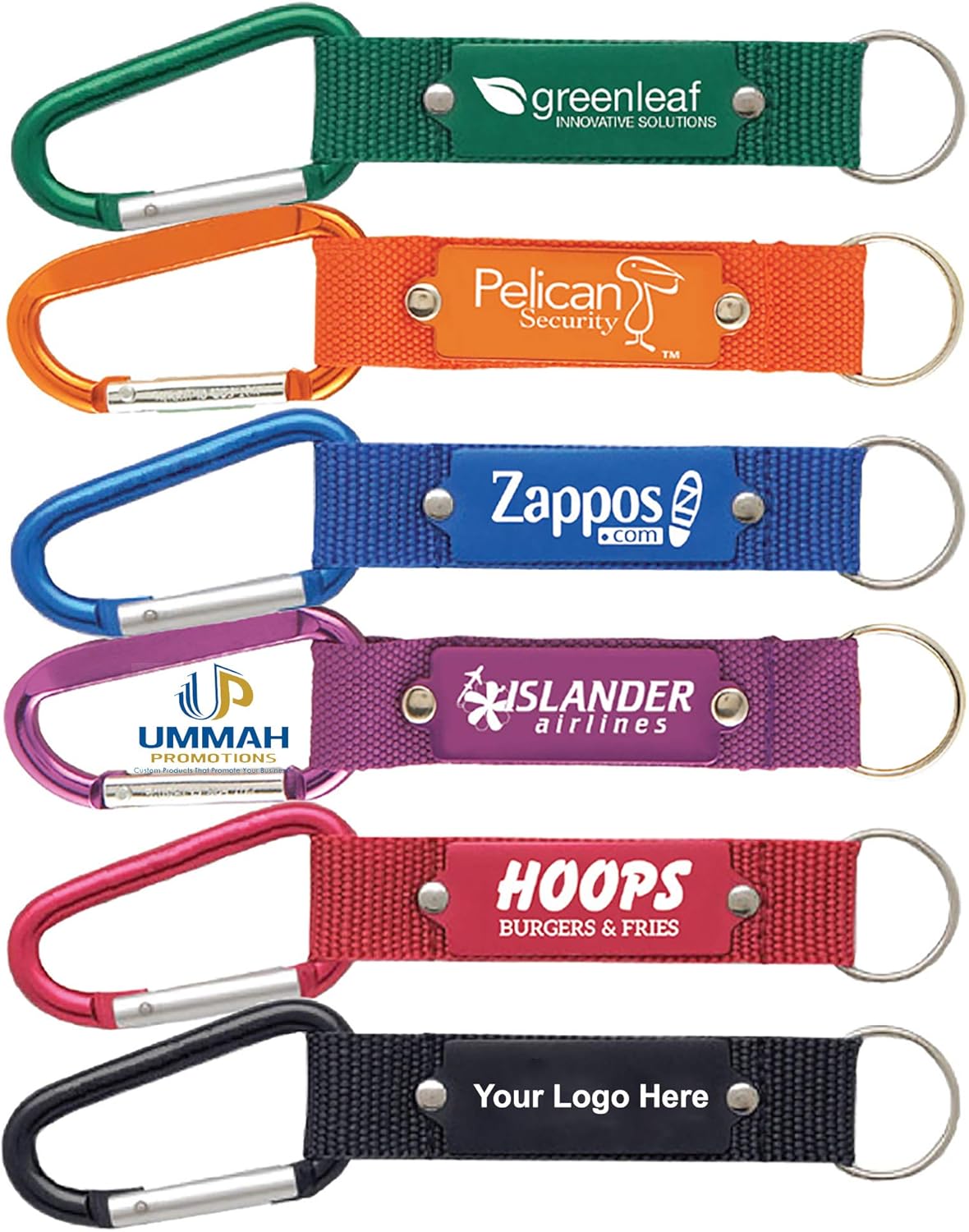 100 Personalized Carabiner Keychain Printed with Your Logo