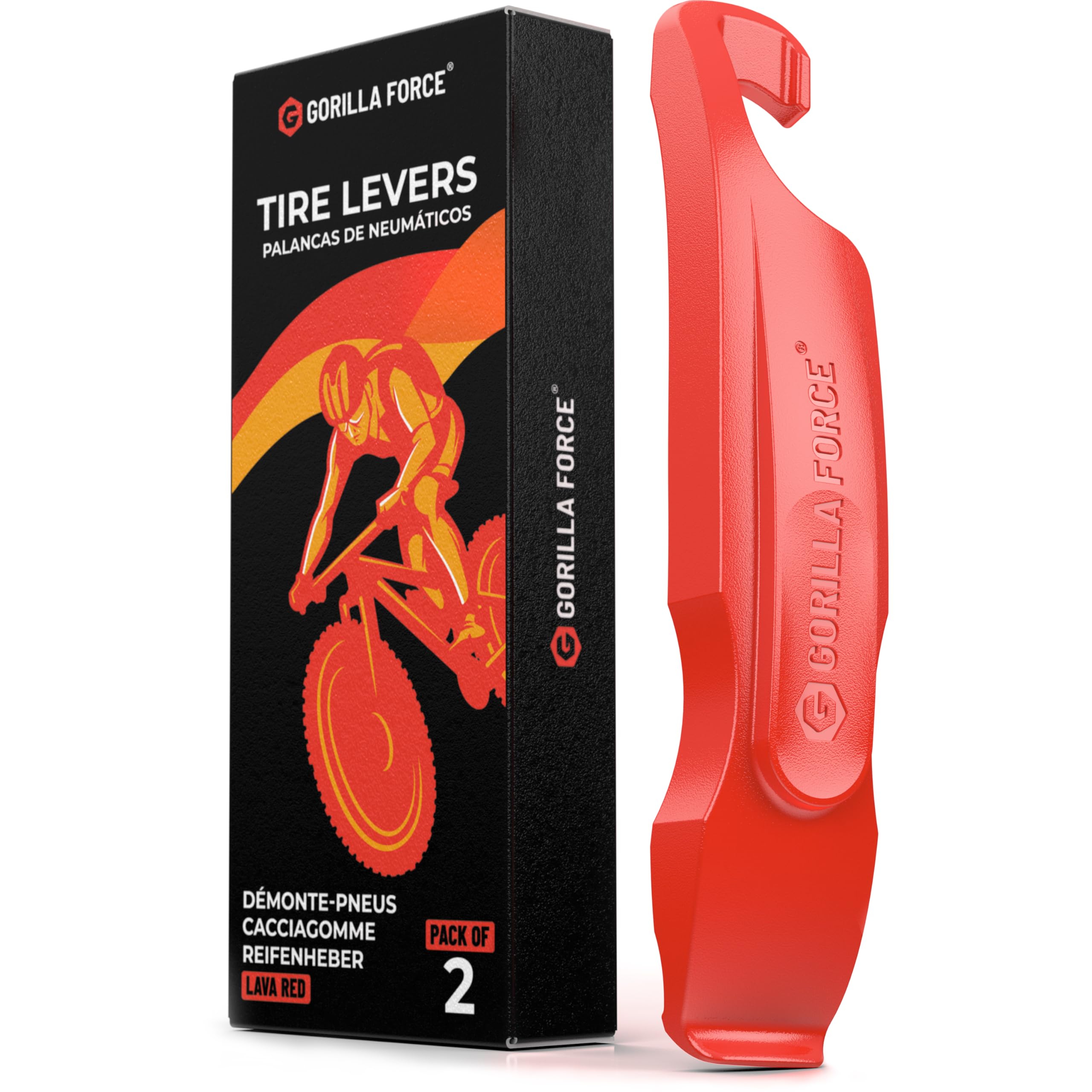 Gorilla Force | Ultra Strong Bike Tyre Levers | 2 Pack | Lava Red