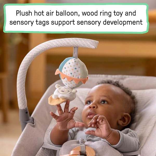 INGENUITY KEEP INMOTION AUTOMATIC BABY ROCKER SEAT, WITH REMOTE CONTROL FOR VIBRATION, MUSIC & VOLUME CONTROL, PREMIUM MATERIALS, 0-6M – SOULFUL SKIES