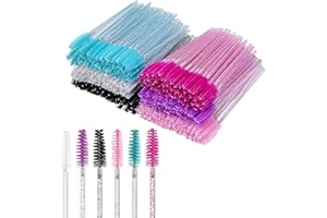 ANNAFRIS 300 pcs Eyelash Brush Disposable Eyebrow Brush Crystal Mascara Applicator for Eyelash Extension(LashBrush-B Crystal)