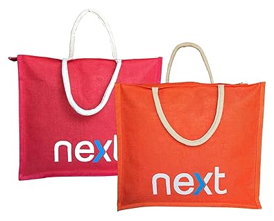 RangTeq Multipurpose Jute Bag with Zipper for Men and Women (Assorted Colour , 16.5 x 6 x 13.5 Inch) -Pack of 2