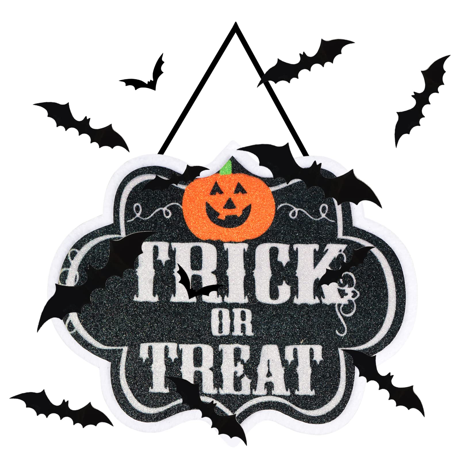 NEWHOMESTYLE Halloween Door Hanging Tag Lovely Decor, Handle Wall window door Sign for Home Bar Shop Halloween Party Decorations Prop (Black)