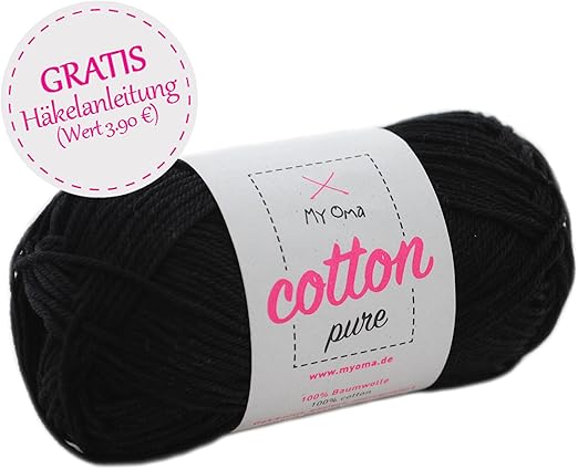 Myoma Schwarze Baumwolle Wolle Cotton Pure Schwarz Fb 0103 Baumwollgarn Zum Stricken Gratis Anleitung 1 Knauel Schwarzes Baumwollgarn Baumwolle Schwarz 50g 125m Nadelstarke 2 5 3 5mm Amazon De Kuche Haushalt