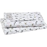 Beatrice Home Fashions Printed Microfiber Sheet Set, Soft Comfortable Easy Care, Includes 1 Fitted Sheet with 12" Deep Pockets, 1 Flat Sheet, Pillowcase, Twin, White Puppy Love