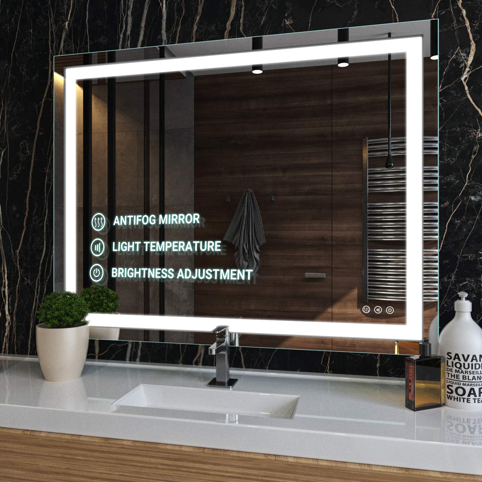 Buy KRISTALLUM Bathroom Mirror with Lights 36x28 Mirror w/ Wireless