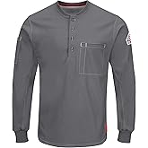 Bulwark Men's Iq Series Plus Long Sleeve Henley-Big/Tall