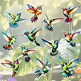 24PCS Hummingbird Christmas Ornament Wooden Bird Hanging Decoration Pendant with Hemp Rope for Christmas Tree Decoration Home Party Wall Decor (24PCS Hummingbird)
