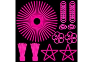 ILHSTY 100 pk 8'' Pink Glow Sticks Glow Necklaces In The Dark Party Favors Supplies Bright GlowSticks Bulk for Birthday Valentine Carnival Christmas Halloween 4th of July Neon Party (Pink*100)