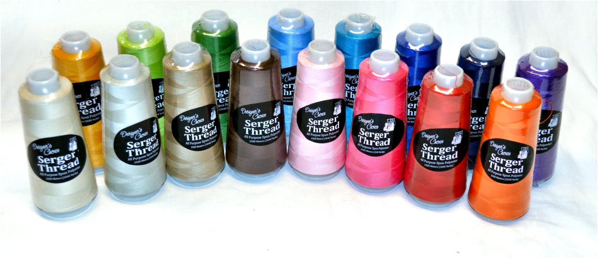 16 Assorted Colors of Serger Quilting Embroidery Overlock Thread Cones by 2-Beez - 1500M