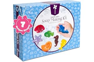 Pinwheel Crafts Soap Making Kit for Kids, DIY Complete Set with Molds, Scents, Dye, Glitter, Foaming Net - Great for Science Projects and Crafts