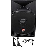 Rockville RPG15 1000W Peak/250W RMS Powered 15" 2-Way DJ PA Speaker, Class-AB Amp, XLR/RCA/1/4" Inputs, Flyable/Floor Monitor, for Events and Performances