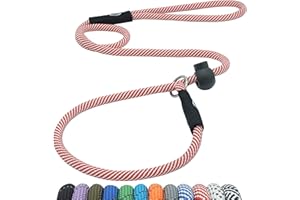 Hiado Slip Lead Dog Leash with Stopper Loop Rope Training No Pull for Small Medium Large Dogs 7ft Red White