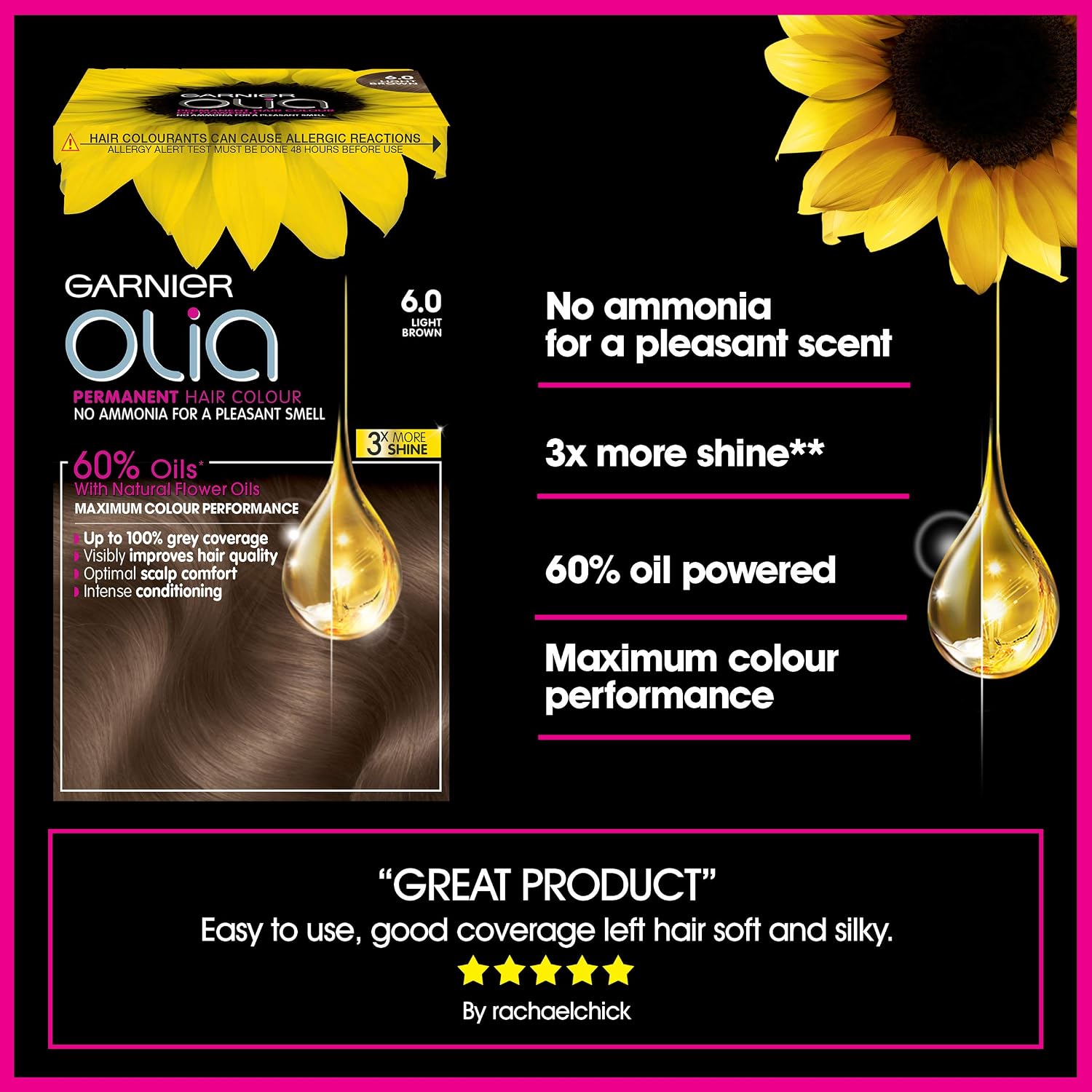 Garnier Olia Permanent Hair Dye, 6.0 Light Brown - Image 4