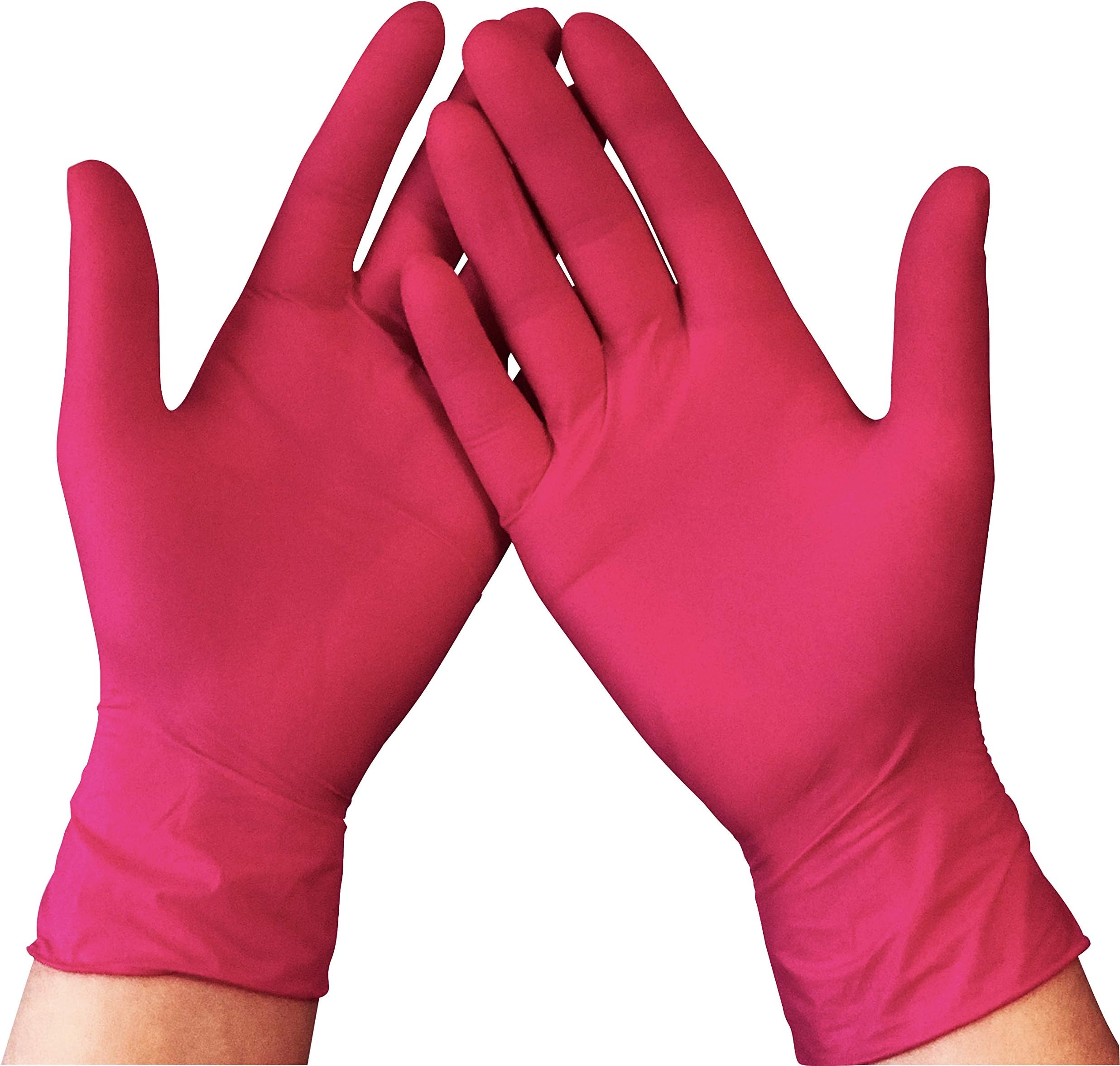 AlloGel Disposable Powder-Free Nitrile Exam Gloves, Large, Pink, 100 Gloves per Box