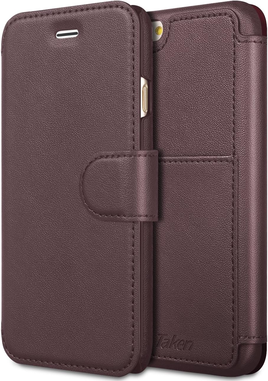 Taken iPhone 6s Leather Wallet Case, iPhone 6 Filp Case with Card Holder, Slim Shockproof Folding Case for Cell Phone iPhone 6/6s for Men,Boys-Coffe