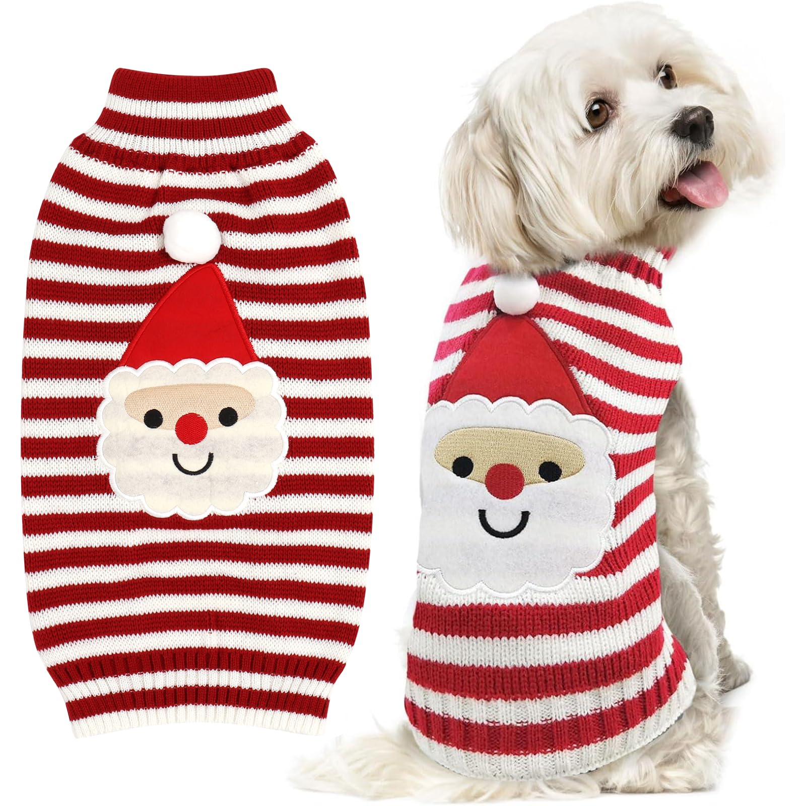 Dog Christmas Jumper Pet Dog Christmas Sweater Knitted Dogs Santa Jumper Christma Dogs Jumpers Puppy Christma Jumpers for Small Medium Large Funny Puppy Xmas Sweater(Santa Clau,XS)