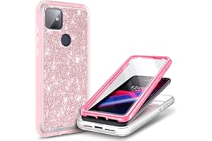 NZND Case for T-Mobile REVVL 4 Plus with Built-in Screen Protector, Full-Body Protective Shockproof Rugged Bumper Cover, Impact Resist Durable Phone Case -Glitter Rose Gold