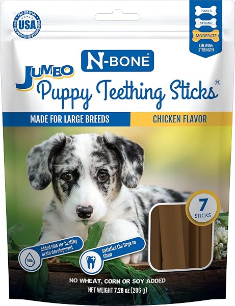 N-BONE JUMBO PUPPY TEETHING STICKS CHICKEN FLAVOR DOG...