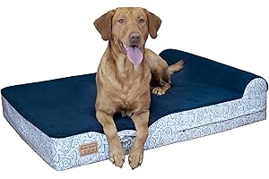 Harry Barker Premium Waterproof Orthopedic Pet Bed, 11" Thick, Three Layers of Foam, Waterproof Liner, Removable Washable Cover, Bolster Pillow, Warranty Guaranteed