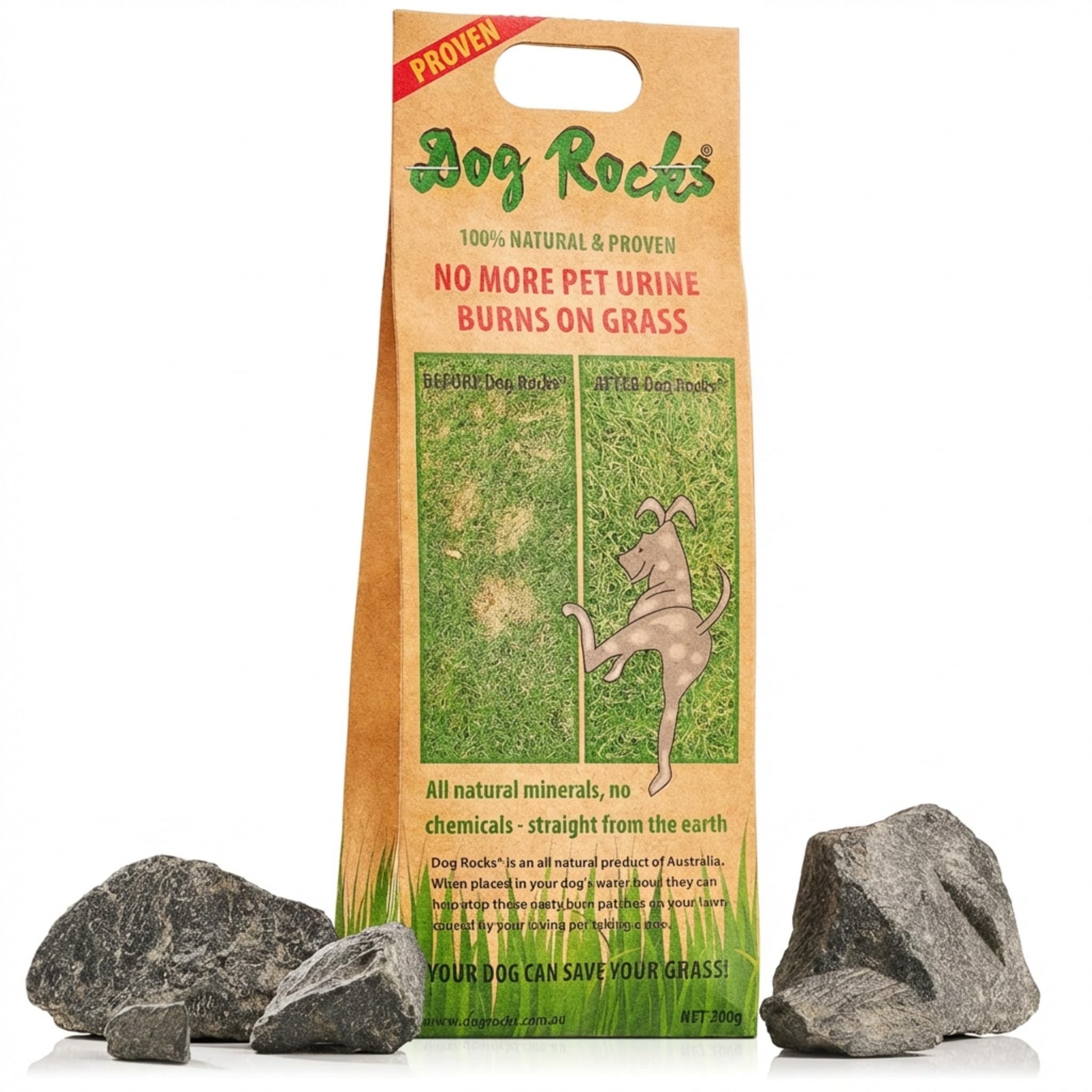 Dog Rocks - Urine Patch Preventer (200g) / Natural Dog Urine Neutraliser for Water Bowls, Grass Repair, Urine Burn Patch Repair