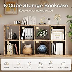 COMHOMA 8 Wood Cube Storage Organizer with Open